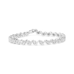 .925 Sterling Silver 1/2 Cttw Round Diamond Halo S-Link Bracelet (I-J Color,
